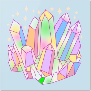Pastel Goth Crystal Cluster Kawaii Witch Posters and Art